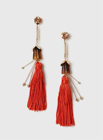Dorothy Perkins Orange Flower Tassel Earrings