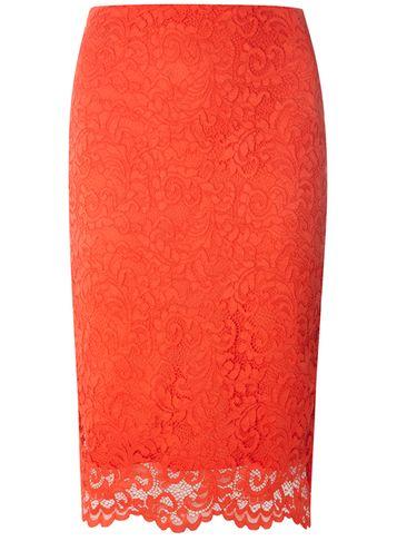 Dorothy Perkins Red Lace Pencil Skirt