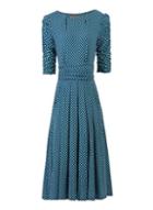 *jolie Moi Blue Geometric Print Viscose Dress