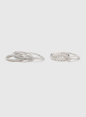 Dorothy Perkins Silver Glitter Stack Ring Pack