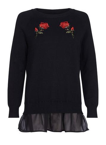 Dorothy Perkins *quiz Black And Red Knitted Jumper