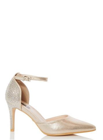 *quiz Wide Fit Gold High Heels Court Shoes