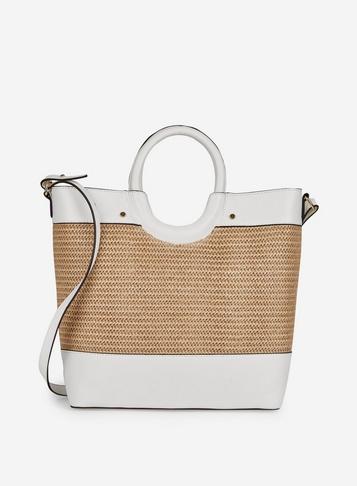 Dorothy Perkins White Raffia Panel Tote Bag