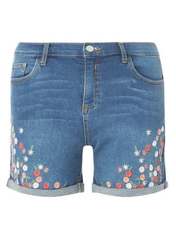 Dorothy Perkins *tall Ditsy Mid Wash Denim Shorts
