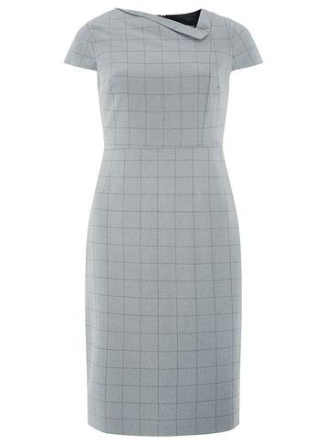 Dorothy Perkins Grey Checked Fold Neck Pencil Dress