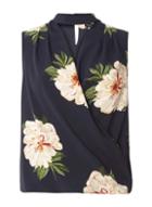 Dorothy Perkins Navy Floral Choker Top