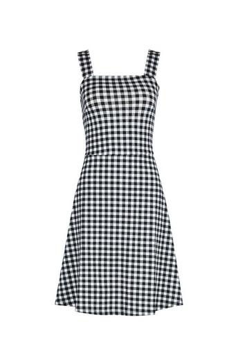 Dorothy Perkins Black Gingham Tie Strap Fit And Flare Dress