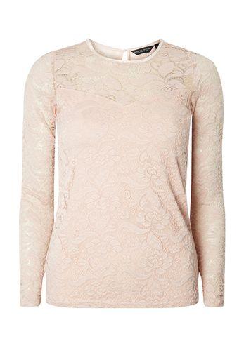 Dorothy Perkins Nude Lace Velvet Trim Top