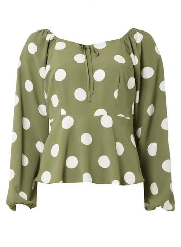 Dorothy Perkins Sage Spot Print Long Sleeve Top
