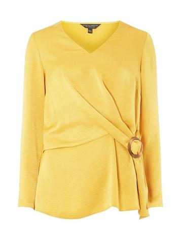 Dorothy Perkins Ochre Wrap Long Sleeve Top