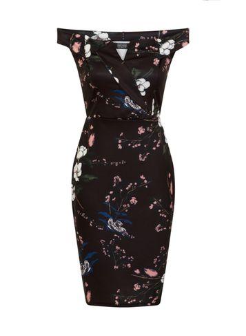 Dorothy Perkins *girls On Film Black Oriental Bodycon Dress