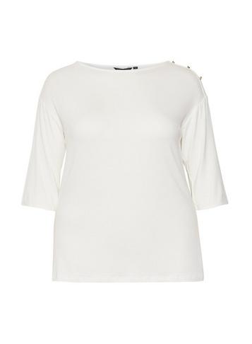 Dorothy Perkins *dp Curve Ivory Button Shoulder Top