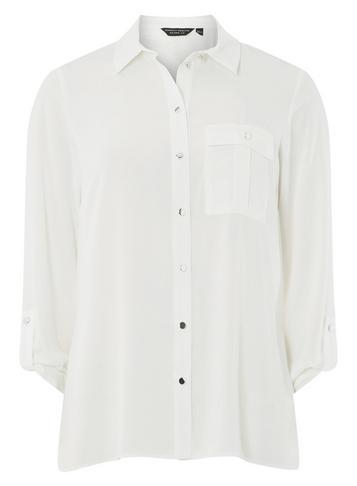 Dorothy Perkins Ivory Pocket Roll Sleeve Shirt