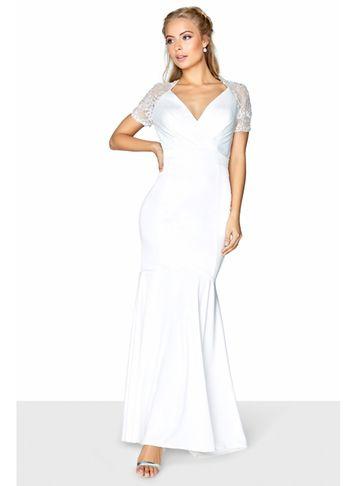 Dorothy Perkins *little Mistress Bridal V-neck Fishtail Maxi Dress