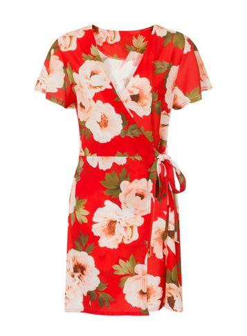 Dorothy Perkins *girls On Film Red Print Wrap Dress
