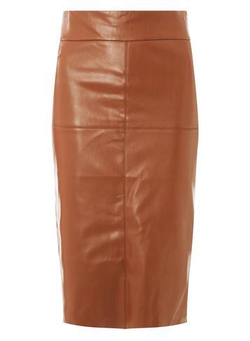 Dorothy Perkins Dark Tan Pu Midi Skirt