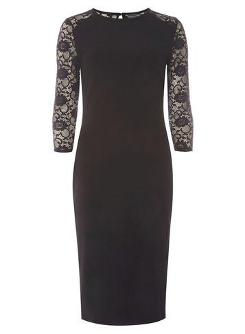Dorothy Perkins *tall Black Lace Sleeve Bodycon Dress