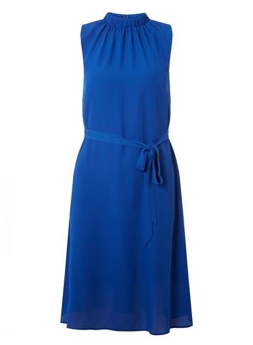 Dorothy Perkins Cobalt Blue High Neck Chiffon Midi Dress