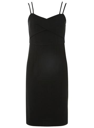 Dorothy Perkins Black Pleat Front Strappy Bodycon Dress