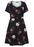 Dorothy Perkins *dp Curve Black Floral Print Ruched Fit And Flare Dress
