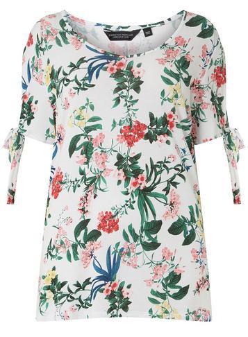 Dorothy Perkins *dp Curve Ivory Tropical Print T-shirt