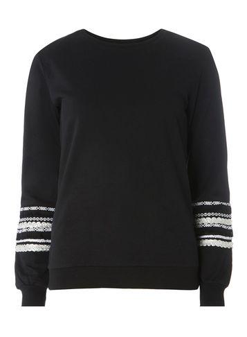 Dorothy Perkins Black Trim Detail Sleeve Sweat Top
