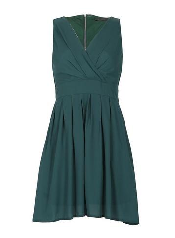 *tenki Green Plain Chiffon Dress