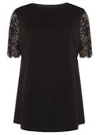 Dorothy Perkins Dp Curve Black Lace Sleeve T-shirt