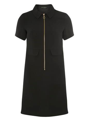 Dorothy Perkins Black Short Sleeve Zip Dress