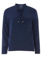 Dorothy Perkins *izabel London Navy Lace-up Shirt