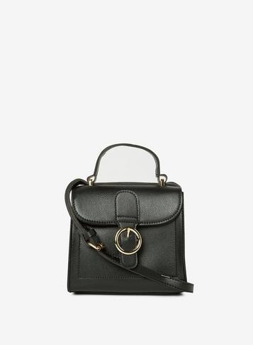 Dorothy Perkins Black Top Handle Buckle Cross Body Bag