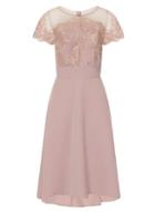Dorothy Perkins *chi Chi London Pink Lace Detail Midi Skater Dress