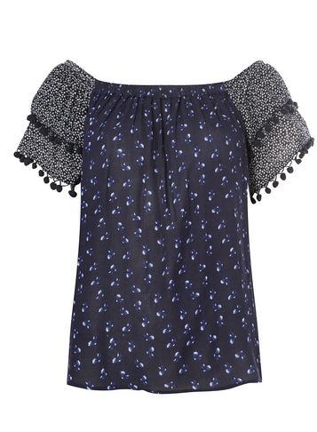 Dorothy Perkins Navy Mix N Match Pom Pom Top
