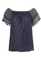 Dorothy Perkins Navy Mix N Match Pom Pom Top