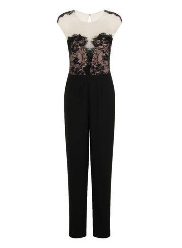 Dorothy Perkins *little Mistress Monochrome Lace Jumpsuit