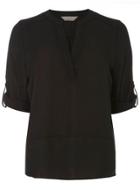 Dorothy Perkins Petite Black Roll Sleeve Shirt