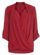 Dorothy Perkins *tall Magenta Wrap Roll Sleeve Blouse