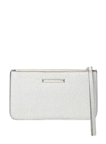 Dorothy Perkins Silver Glitter Zip Top Clutch