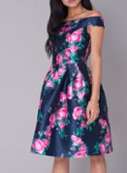Dorothy Perkins *chi Chi London Navy Floral Bardot Midi Dress