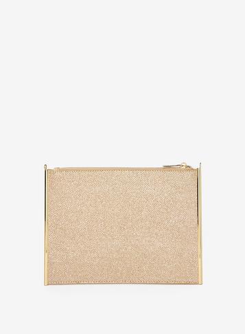 Dorothy Perkins Gold Shimmer Side Bar Clutch Bag
