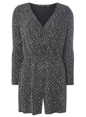 Dorothy Perkins Black And Silver Glitter Wrap Playsuit