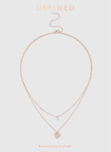 Dorothy Perkins Rose Gold Lookcubic Zirconia Row Necklace