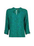 Dorothy Perkins Green Spot Print Tie Neck Blouse