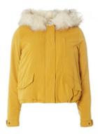 Dorothy Perkins *only Mustard Faux Fur Short Parka Coat