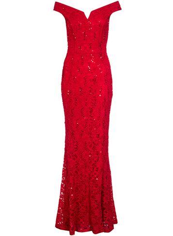 Dorothy Perkins *quiz Red Sequin Bardot Maxi Dress