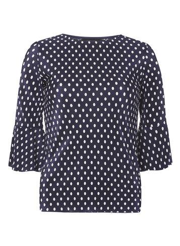 Dorothy Perkins Navy Spotted Plisse Top