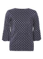Dorothy Perkins Navy Spotted Plisse Top