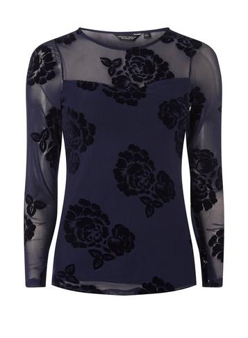 Dorothy Perkins Navy Flocked Mesh Top