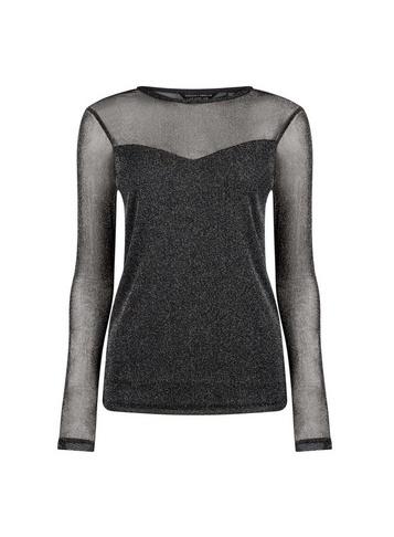 Dorothy Perkins Black Glitter Mesh Long Sleeve Top