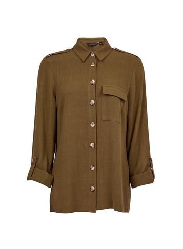 Dorothy Perkins Khaki Utility Shirt With Linen